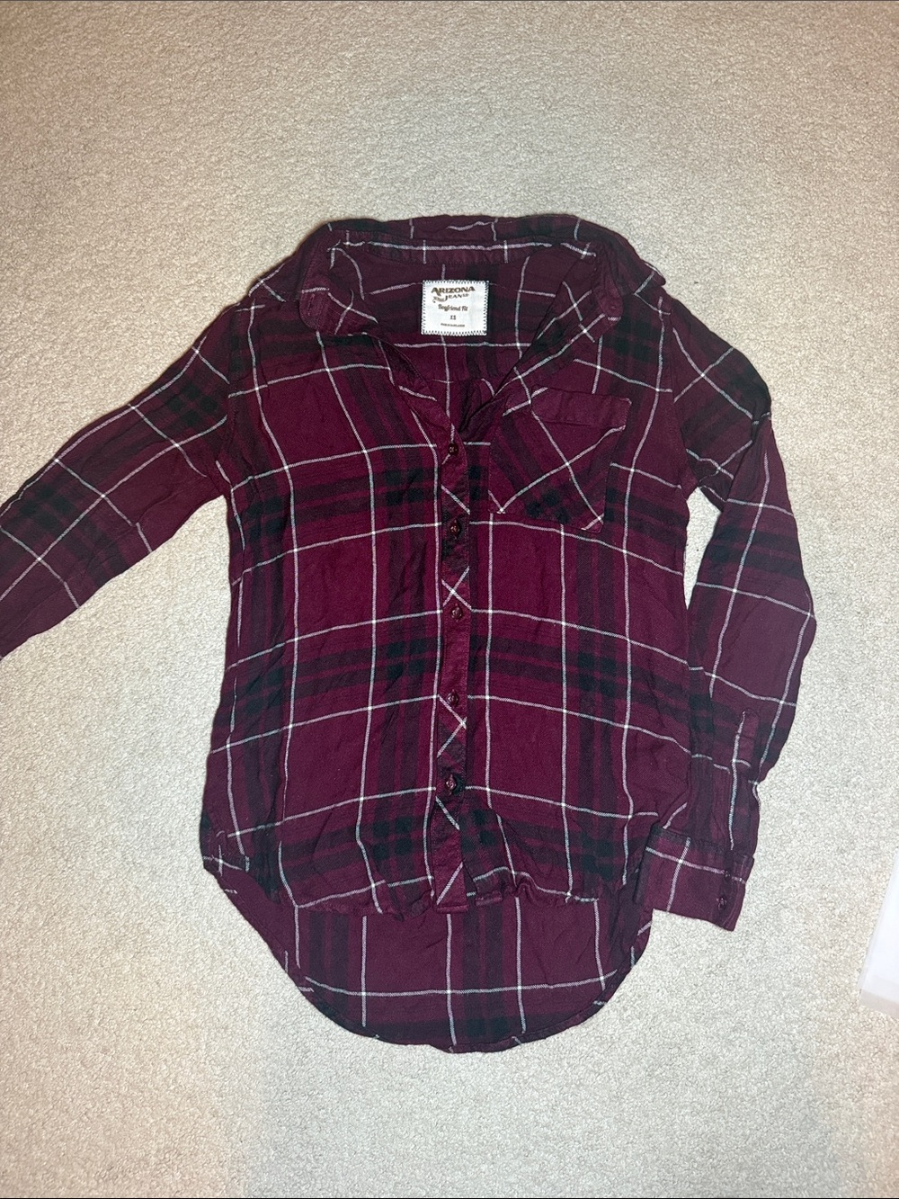 Arizona Jean Company Burgundy Plaid Button-Down Shirt